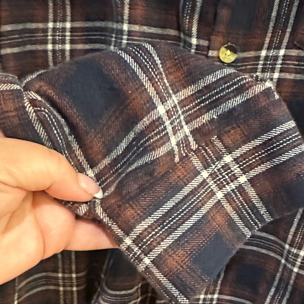 Black Brown 1826 Men's Plaid Casual Button Down Shirt - Black and Brown - Picture 4 of 4